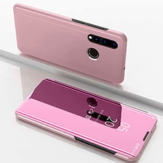Custodia Portafoglio In Pelle Cover con Supporto Laterale Specchio Cover per Huawei P Smart+ Plus Oro Rosa