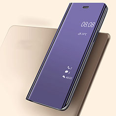 Custodia Portafoglio In Pelle Cover con Supporto Laterale Specchio Cover per Huawei P20 Viola