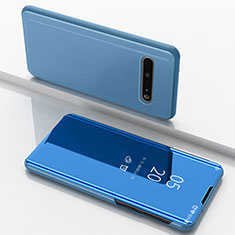 Custodia Portafoglio In Pelle Cover con Supporto Laterale Specchio Cover per LG V60 ThinQ 5G Blu