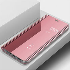 Custodia Portafoglio In Pelle Cover con Supporto Laterale Specchio Cover per OnePlus 7 Pro Oro Rosa