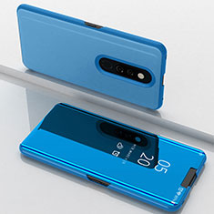 Custodia Portafoglio In Pelle Cover con Supporto Laterale Specchio Cover per Oppo A9 Cielo Blu