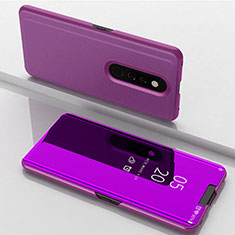 Custodia Portafoglio In Pelle Cover con Supporto Laterale Specchio Cover per Oppo A9 Viola