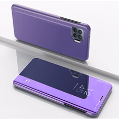 Custodia Portafoglio In Pelle Cover con Supporto Laterale Specchio Cover per Oppo F17 Pro Viola