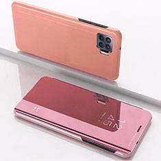 Custodia Portafoglio In Pelle Cover con Supporto Laterale Specchio Cover per Oppo Reno4 F Oro Rosa