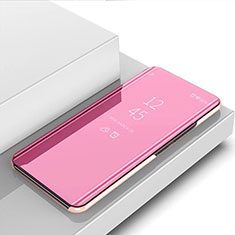 Custodia Portafoglio In Pelle Cover con Supporto Laterale Specchio Cover per Oppo Reno5 F Oro Rosa