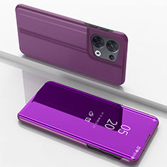 Custodia Portafoglio In Pelle Cover con Supporto Laterale Specchio Cover per Oppo Reno8 Pro+ Plus 5G Viola