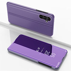 Custodia Portafoglio In Pelle Cover con Supporto Laterale Specchio Cover per Samsung Galaxy A14 5G Lavanda