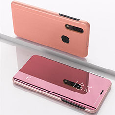Custodia Portafoglio In Pelle Cover con Supporto Laterale Specchio Cover per Samsung Galaxy A20 Oro Rosa
