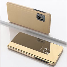 Custodia Portafoglio In Pelle Cover con Supporto Laterale Specchio Cover per Samsung Galaxy A71 5G Oro