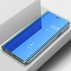 Custodia Portafoglio In Pelle Cover con Supporto Laterale Specchio Cover per Samsung Galaxy A90 5G Blu