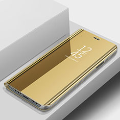 Custodia Portafoglio In Pelle Cover con Supporto Laterale Specchio Cover per Samsung Galaxy A9s Oro