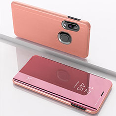 Custodia Portafoglio In Pelle Cover con Supporto Laterale Specchio Cover per Samsung Galaxy M01s Oro Rosa