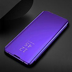 Custodia Portafoglio In Pelle Cover con Supporto Laterale Specchio Cover per Samsung Galaxy M21 Viola