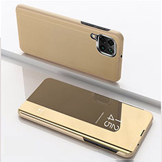 Custodia Portafoglio In Pelle Cover con Supporto Laterale Specchio Cover per Samsung Galaxy M33 5G Oro