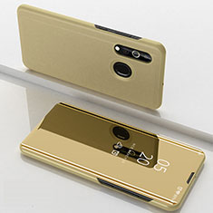 Custodia Portafoglio In Pelle Cover con Supporto Laterale Specchio Cover per Samsung Galaxy M40 Oro