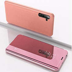 Custodia Portafoglio In Pelle Cover con Supporto Laterale Specchio Cover per Samsung Galaxy Note 10 5G Oro Rosa