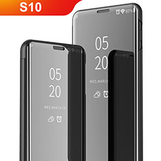 Custodia Portafoglio In Pelle Cover con Supporto Laterale Specchio Cover per Samsung Galaxy S10 Nero