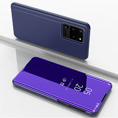 Custodia Portafoglio In Pelle Cover con Supporto Laterale Specchio Cover per Samsung Galaxy S20 Ultra 5G Viola
