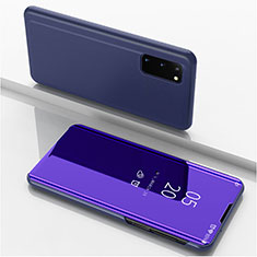 Custodia Portafoglio In Pelle Cover con Supporto Laterale Specchio Cover per Samsung Galaxy S20 Viola