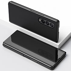Custodia Portafoglio In Pelle Cover con Supporto Laterale Specchio Cover per Samsung Galaxy Z Fold4 5G Nero