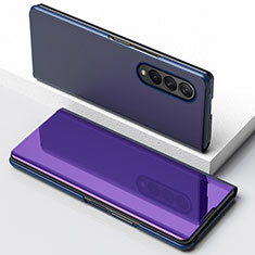 Custodia Portafoglio In Pelle Cover con Supporto Laterale Specchio Cover per Samsung Galaxy Z Fold4 5G Viola