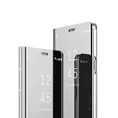 Custodia Portafoglio In Pelle Cover con Supporto Laterale Specchio Cover per Sony Xperia XZ3 Argento