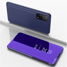 Custodia Portafoglio In Pelle Cover con Supporto Laterale Specchio Cover per Xiaomi Mi 10T Pro 5G Viola