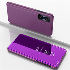 Custodia Portafoglio In Pelle Cover con Supporto Laterale Specchio Cover per Xiaomi Poco F4 GT 5G Viola