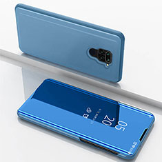 Custodia Portafoglio In Pelle Cover con Supporto Laterale Specchio Cover per Xiaomi Redmi 10X 4G Blu