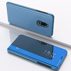 Custodia Portafoglio In Pelle Cover con Supporto Laterale Specchio Cover per Xiaomi Redmi 8 Blu