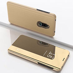 Custodia Portafoglio In Pelle Cover con Supporto Laterale Specchio Cover per Xiaomi Redmi 8 Oro