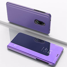 Custodia Portafoglio In Pelle Cover con Supporto Laterale Specchio Cover per Xiaomi Redmi 8 Viola
