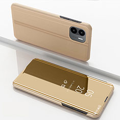 Custodia Portafoglio In Pelle Cover con Supporto Laterale Specchio Cover per Xiaomi Redmi A1 Oro
