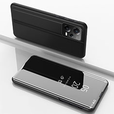 Custodia Portafoglio In Pelle Cover con Supporto Laterale Specchio Cover per Xiaomi Redmi Note 12 5G Nero