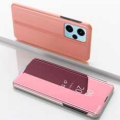 Custodia Portafoglio In Pelle Cover con Supporto Laterale Specchio Cover per Xiaomi Redmi Note 12 Turbo 5G Oro Rosa