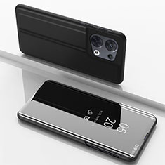 Custodia Portafoglio In Pelle Cover con Supporto Laterale Specchio Cover per Xiaomi Redmi Note 13 5G Nero