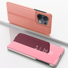 Custodia Portafoglio In Pelle Cover con Supporto Laterale Specchio Cover per Xiaomi Redmi Note 13 5G Oro Rosa