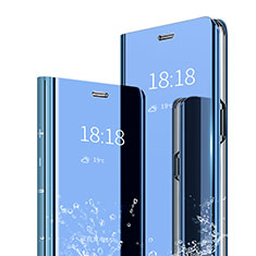 Custodia Portafoglio In Pelle Cover con Supporto Laterale Specchio Cover per Xiaomi Redmi Note 7 Pro Blu