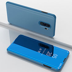Custodia Portafoglio In Pelle Cover con Supporto Laterale Specchio Cover per Xiaomi Redmi Note 8 Pro Blu