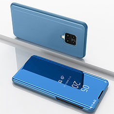 Custodia Portafoglio In Pelle Cover con Supporto Laterale Specchio Cover per Xiaomi Redmi Note 9S Blu