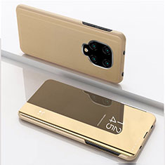 Custodia Portafoglio In Pelle Cover con Supporto Laterale Specchio Cover QH1 per Xiaomi Poco M2 Pro Oro