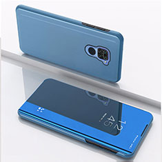 Custodia Portafoglio In Pelle Cover con Supporto Laterale Specchio Cover QH1 per Xiaomi Redmi 10X 4G Blu