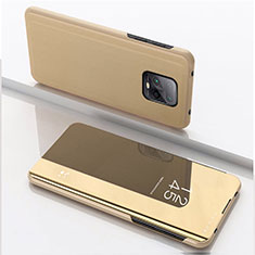 Custodia Portafoglio In Pelle Cover con Supporto Laterale Specchio Cover QH1 per Xiaomi Redmi 10X 5G Oro
