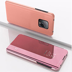 Custodia Portafoglio In Pelle Cover con Supporto Laterale Specchio Cover QH1 per Xiaomi Redmi 10X Pro 5G Oro Rosa