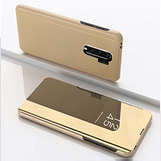 Custodia Portafoglio In Pelle Cover con Supporto Laterale Specchio Cover QH1 per Xiaomi Redmi 9 Oro
