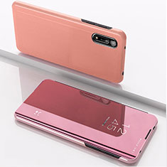Custodia Portafoglio In Pelle Cover con Supporto Laterale Specchio Cover QH1 per Xiaomi Redmi 9A Oro Rosa