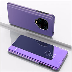 Custodia Portafoglio In Pelle Cover con Supporto Laterale Specchio Cover QH1 per Xiaomi Redmi Note 9 Pro Max Lavanda