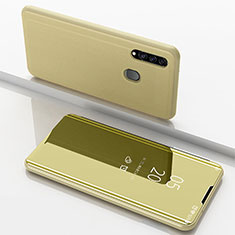 Custodia Portafoglio In Pelle Cover con Supporto Laterale Specchio Cover ZL1 per Samsung Galaxy A20s Oro