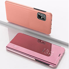Custodia Portafoglio In Pelle Cover con Supporto Laterale Specchio Cover ZL1 per Samsung Galaxy A51 5G Oro Rosa