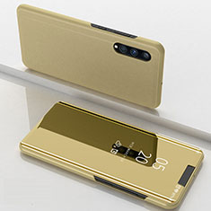 Custodia Portafoglio In Pelle Cover con Supporto Laterale Specchio Cover ZL1 per Samsung Galaxy A70S Oro